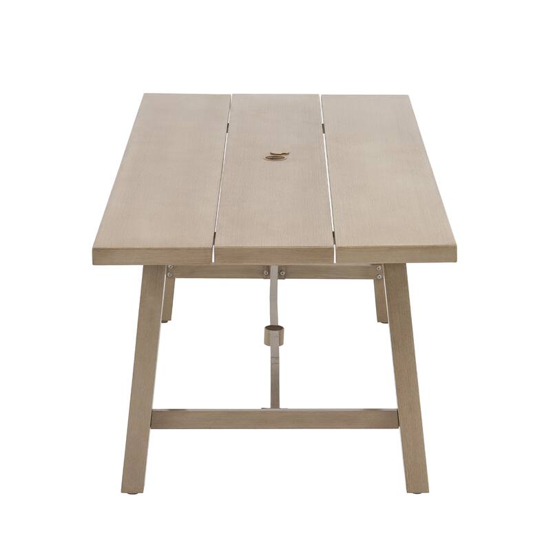 Aluminum Outdoor Dining Table with Umbrella Hole, Weather-Resistant Patio Table for Backyard, Garden, Poolside, and Balcony