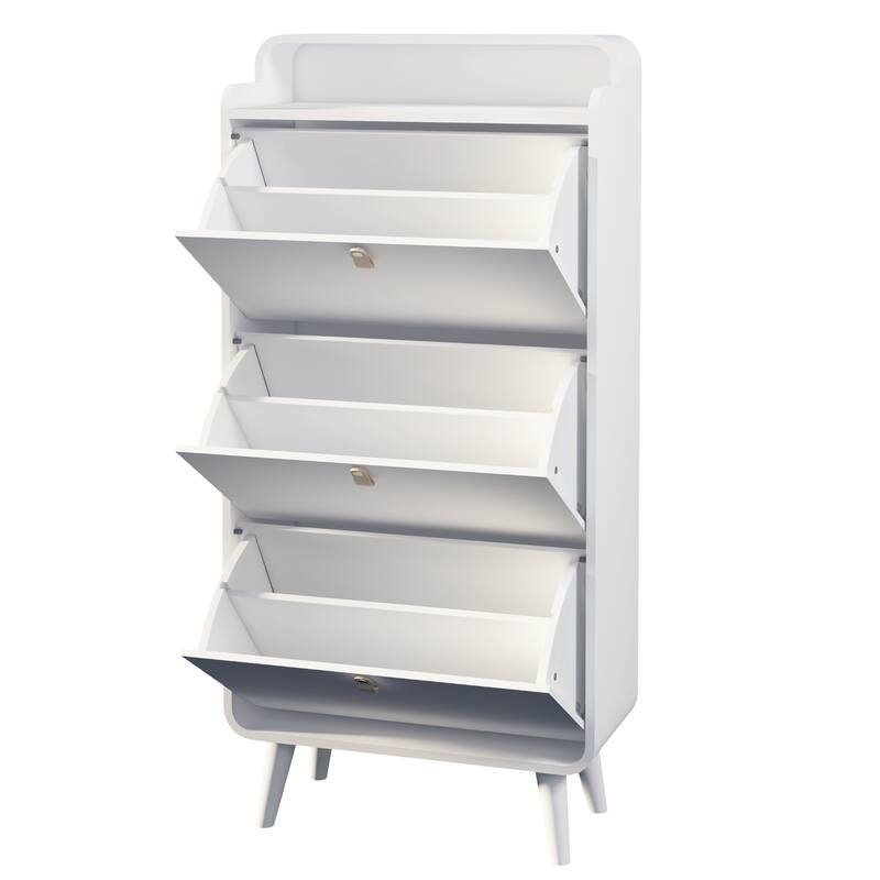 Compact Shoe Rack Storage Cabinet with 3 Drawers, Durable MDF Design for Entryways, Hallways and Apartments Organization