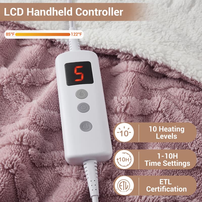 Heated Blanket with 10 Heating Levels and Time Settings, Machine Washable
