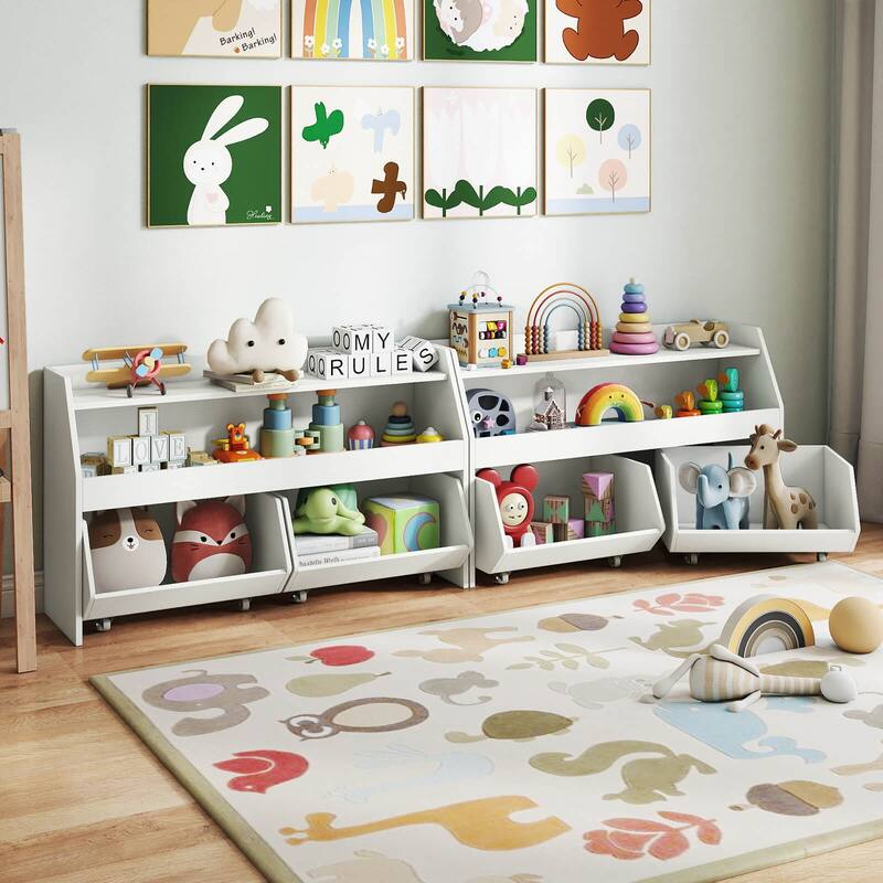 Costway Kids Toy Storage Organizer with 2 Movable Drawers Open Shelf - See Details