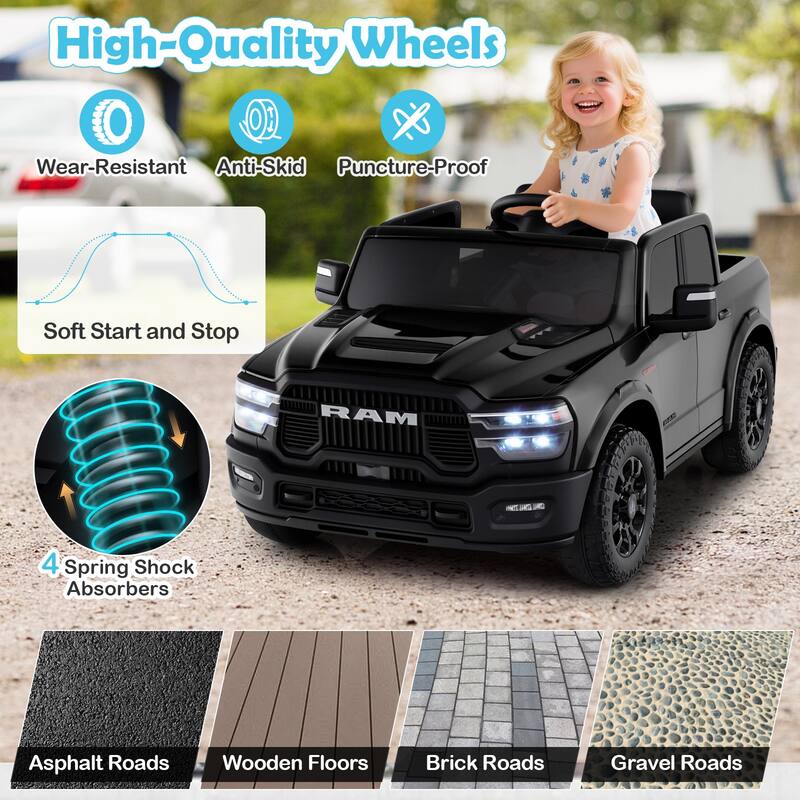 Gymax 24V 2 Seater Ride on Truck w/Remote Control 3 Speeds Bluetooth