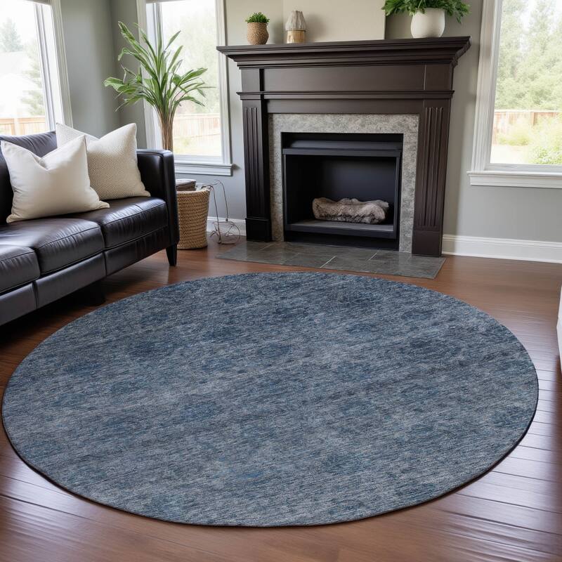 Premium Washable Super Soft Ombre Damask Mayfield Rug - Blue - 8' x 8'