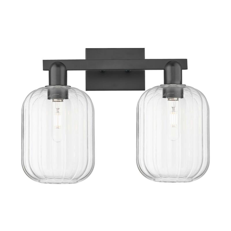 Innovations Lighting 716-2W-14-16-7 Preston Vanity Preston 2 Light 16" - Matte Black / Clear