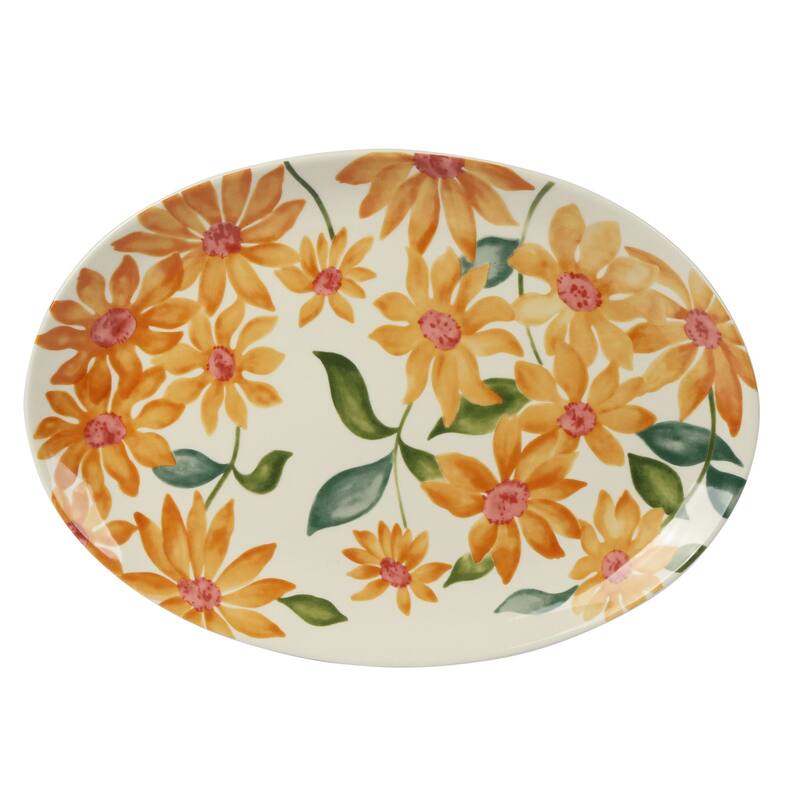 Bloomhouse Sunnyflower 2 Piece Hand-Painted Floral Stoneware Serving Set