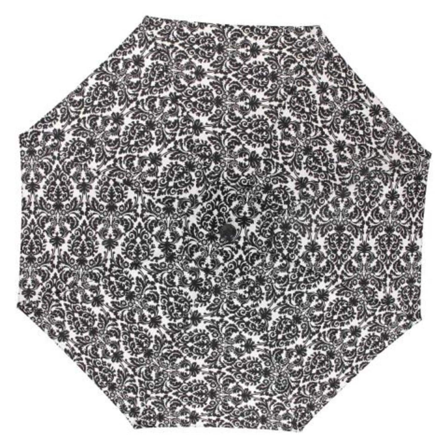 damask patio umbrella 9undefined White with Black Damask Design Indoor Outdoor Patio Umbrella  with Hand Crank - Bed Bath & Beyond
