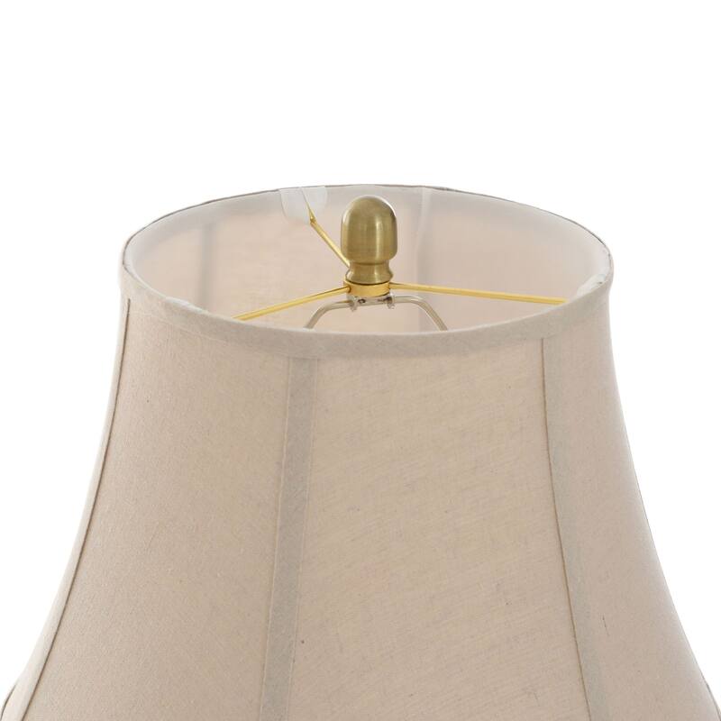StyleCraft Floor Lamp - Antique Brass Finish - Natural Linen Fabric Shade