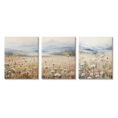 Stupell In The Field Landscape 3 Piece Canvas Wall Art Set Design by Petals Prints Design