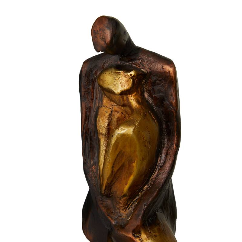 Polystone People Sculpture - Set of 2 Bronze - Roche River Decor - 4"W x 4"L x 17"H