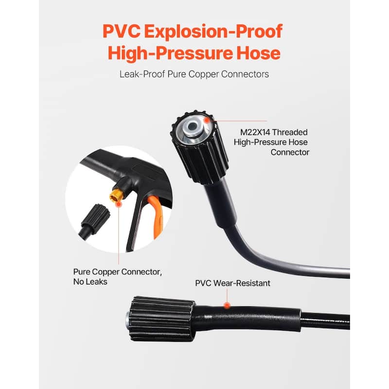 High Power Electric Pressure Washer 1900W 1500PSI 1.2GPM with 4 Nozzles Foam Cannon and 26ft Hose - 11.02 x 9.84 x 29.53 inch