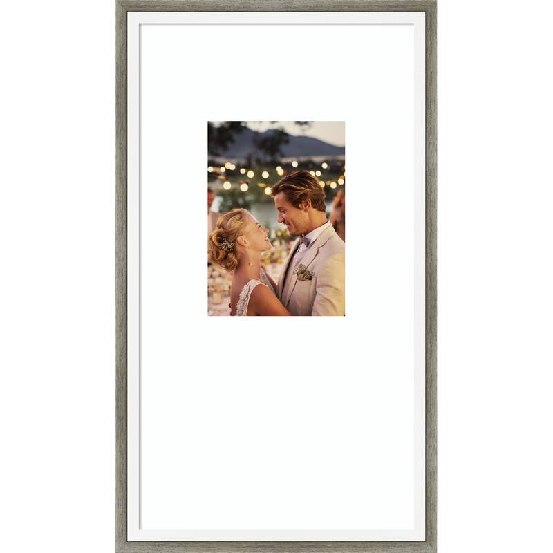 Lucie Black Framed Picture Frame, Photo Frame - 10x18 Matted White 5x7 - Lucie Silver White