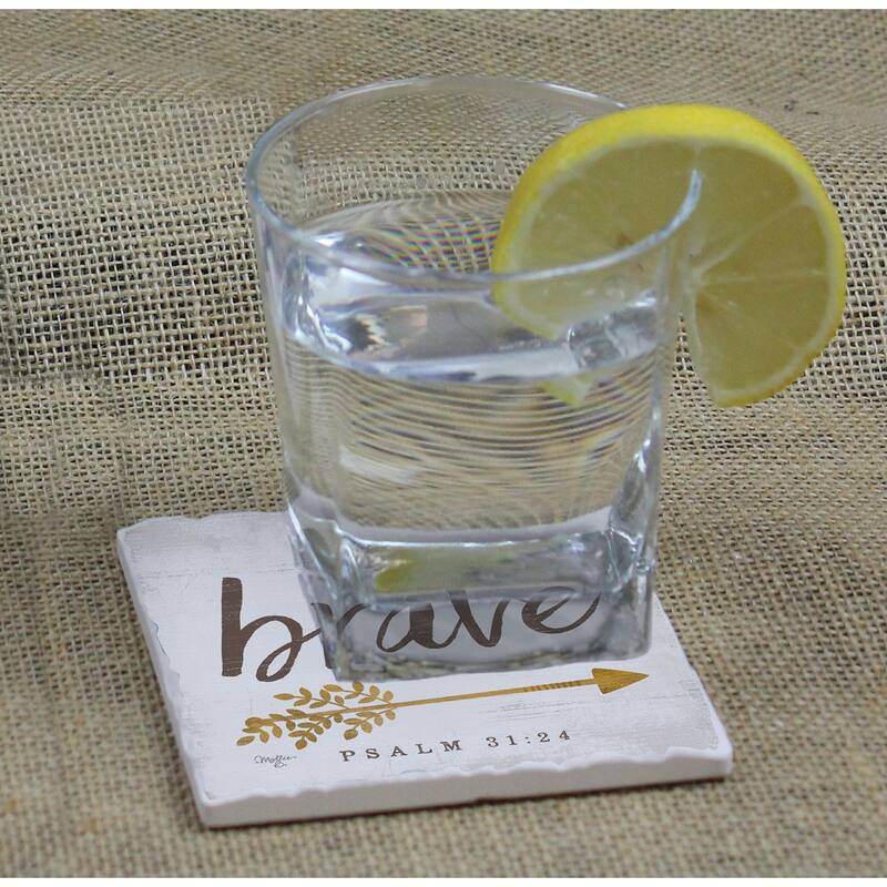 Counterart Absorbent Stone Coasters - Be Brave - Set of 4 - 4x4x1.136