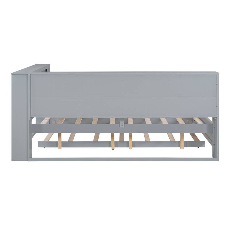 Wooden Full Size DayBed with Twin Size Trundle, USB Charging Ports