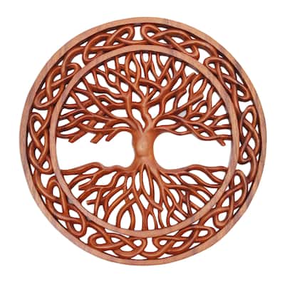 Novica Handmade Celtic Tree Wood Relief Panel