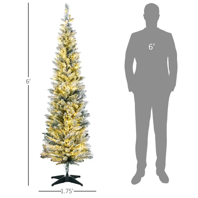 6' Tall Pre-Lit Slim Noble Fir Artificial Christmas Tree with 170 Warm White LED Lights and 390 Tips - Green