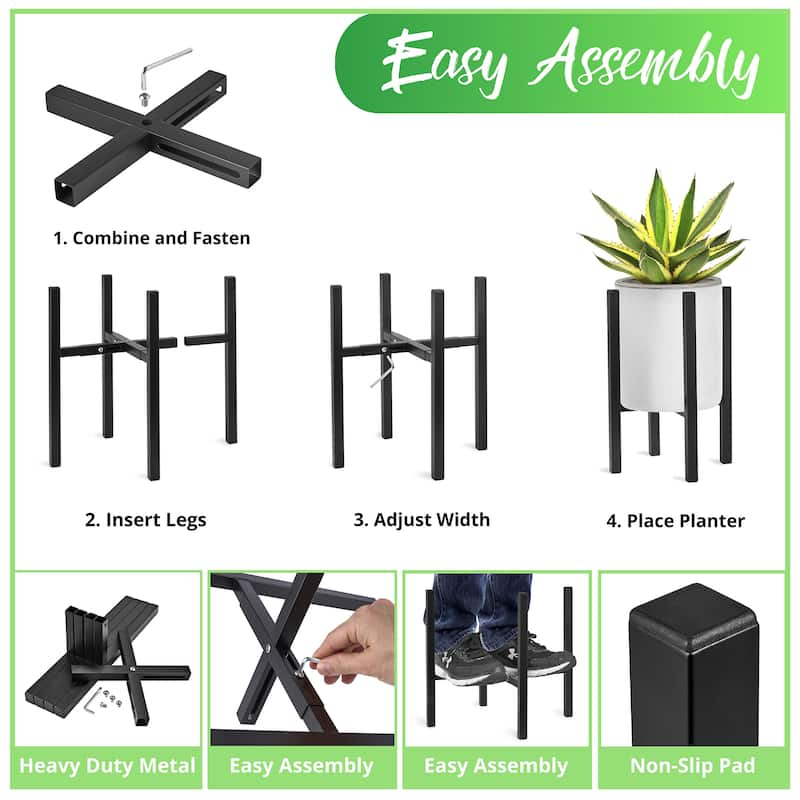 Sorbus Adjustable Plant Stand, Mid Century Style Flower Pot Holder, Planter Stand for Modern Home Decor, Houseplants