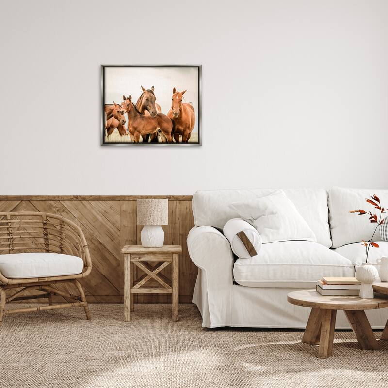 Stupell Horse & Foals Photography Framed Floater Canvas Wall Art Design by Krista Broadway