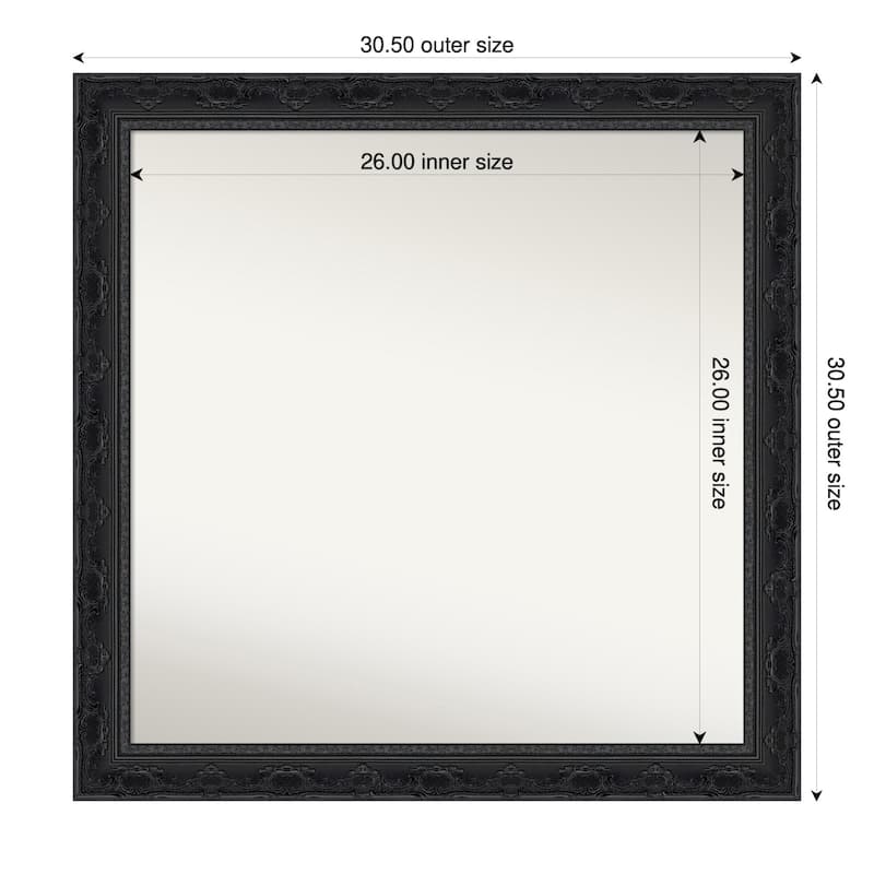 Filigree Non-Beveled Framed Wall Mirror - 31 x 31 in - Filigree Gloss Black