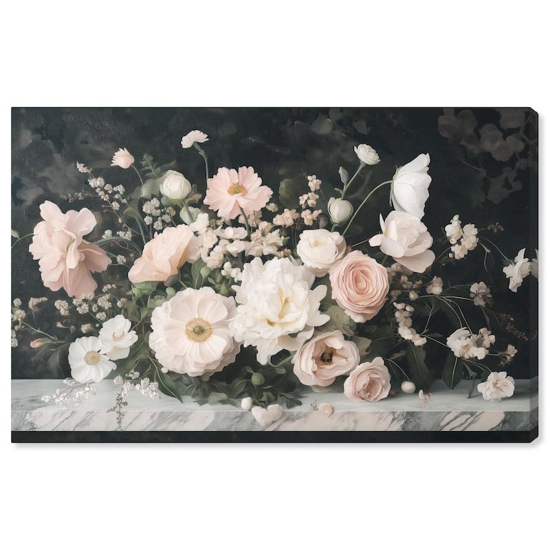 Marble and Blooms Canvas by Art Remedy, Gallery Wrapped - 36" x 24"