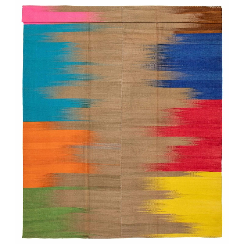 ECARPETGALLERY Flat-Weave Ankara FW Taupe Wool Kilim - 9'8 x 13'0 - Taupe - 9'8 x 13'0