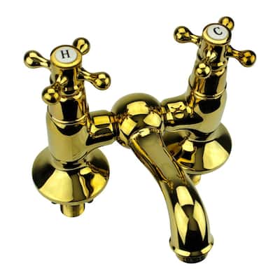 Tub Faucet Solid Brass Bridge 2 Cross Handle 4" Centerset Renovators Supply