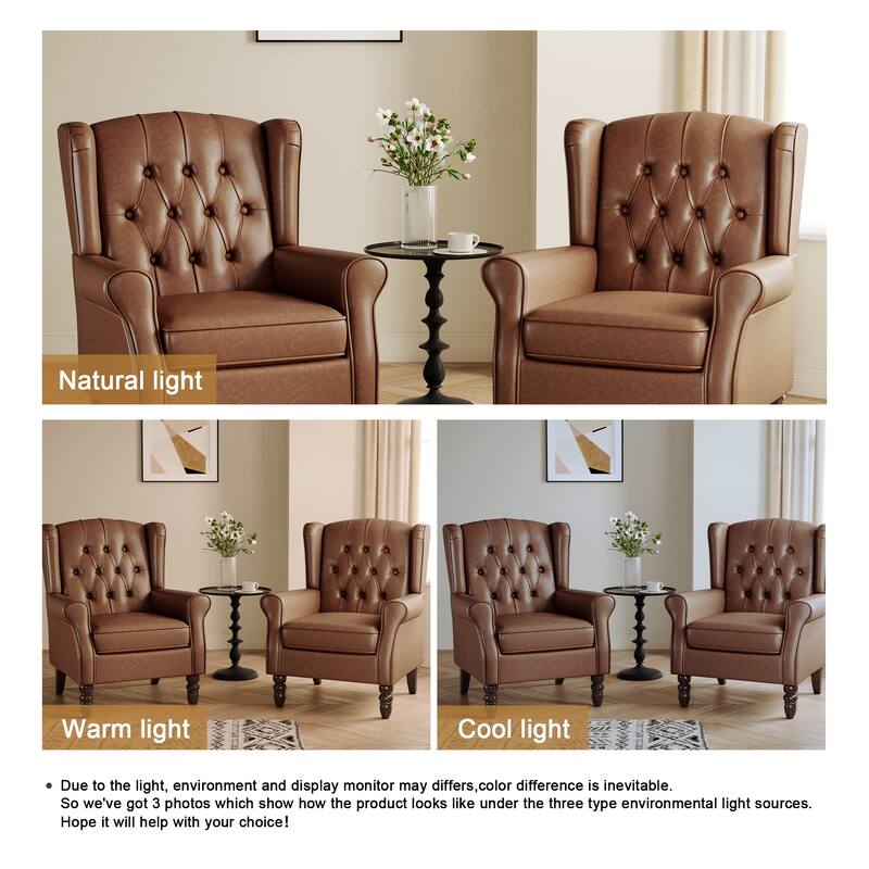 Button-Tufted Accent Club Chair Wingback Armchair Set of 2