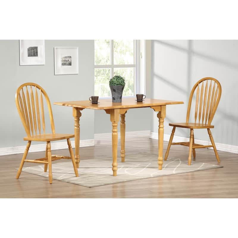 Extendable Dining Set - 34-48" Rectangular Table with 2 Retro Chairs - Light Oak Wood