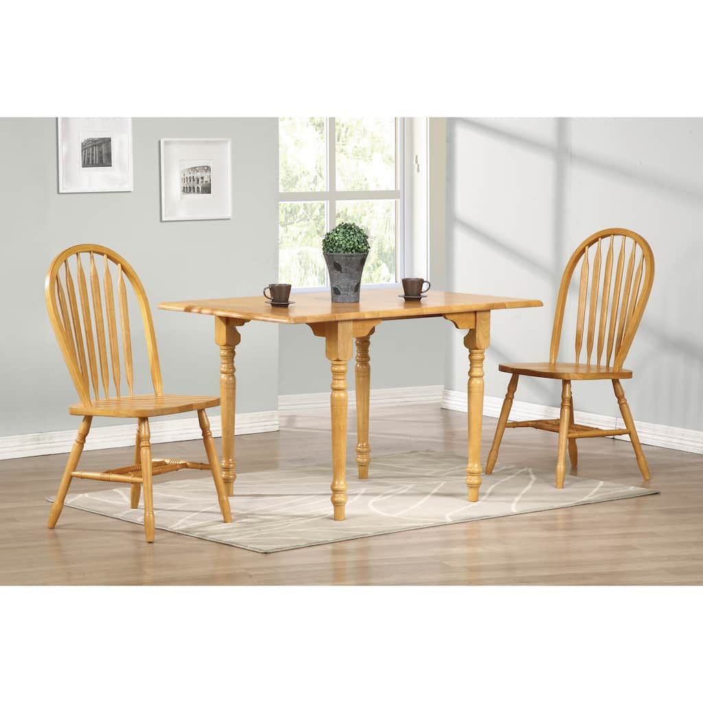 Extendable Dining Set - 34-48" Rectangular Table with 2 Retro Chairs - Light Oak Wood