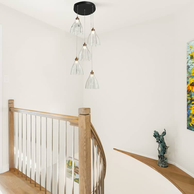 Modern LED 5-Light Island Chandeliers Cluster Pendant Lights for Kitchen Island - Gold