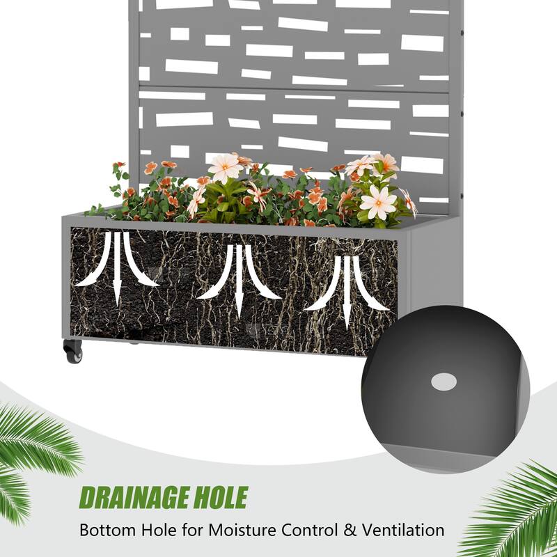 Raised Garden Bed Planter with Trellis Movable Planter Box with Lockable Wheels