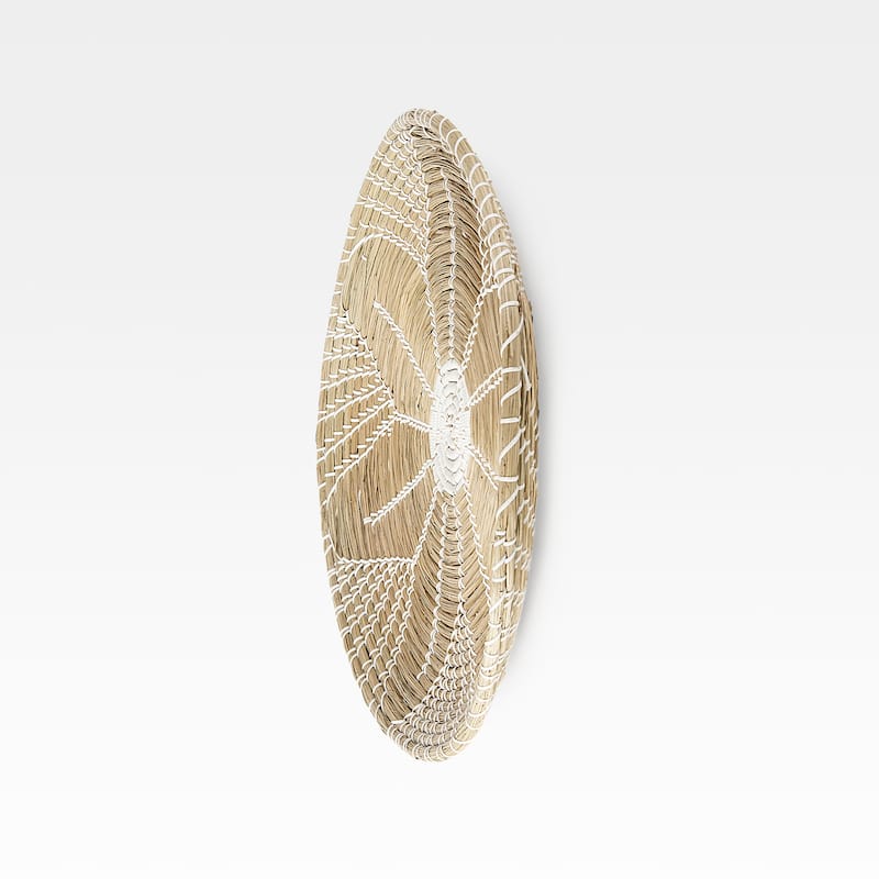 Mekhi Light Brown Seagrass w/ White String Round Wall Hanging Plate