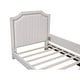 preview thumbnail 5 of 4, Beige Linen Twin Upholstered Bed, Nailhead Trim, Unilateral Guardrail, Sturdy Frame