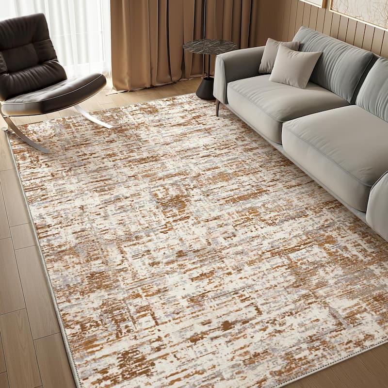 Mcow Modern Collection Low-Pile Machine-Washable Non-Slip Area Rug
