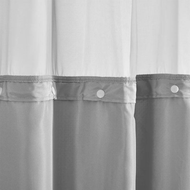 Cotton Blend Honeycomb Waffle Shower Curtain with Snap-in Liner