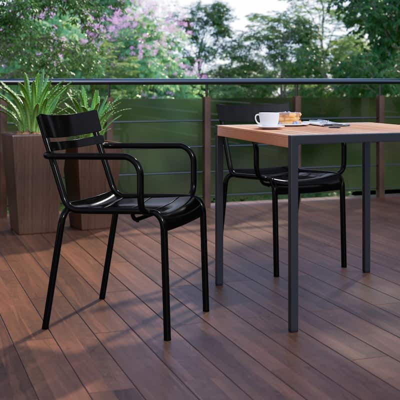 Modern Commercial Grade 2 Slat Indoor/Outdoor Steel Stack Chair