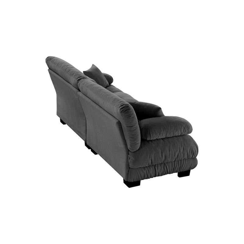 Oversized Modular Sectional Sofa, Chenille Deep Seat 2-Seater Sofa, Upholstered Cloud Couch with Lumbar Pillows & Throw Pillows