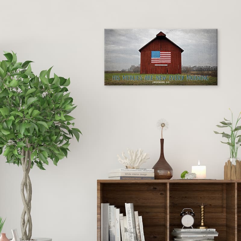 Patriotic Barn Scenes His Mercies Canvas Art Print