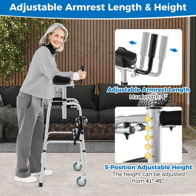 Costway Versatile Rolling Walker All Terrain Stand-Assist Walker with - See Details