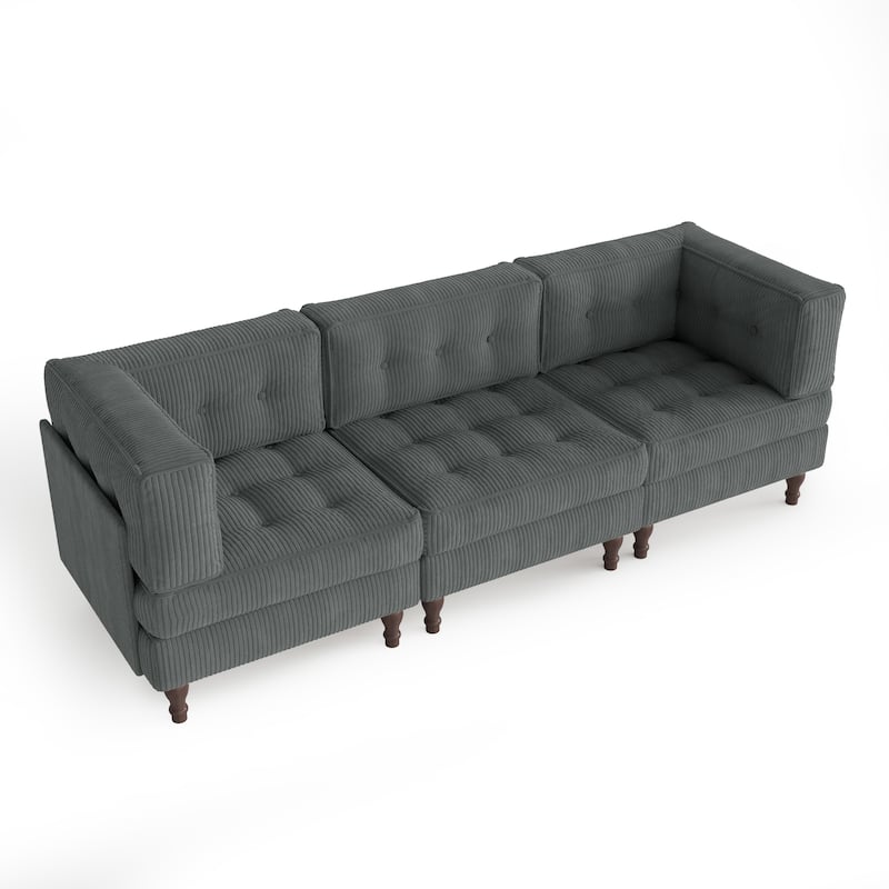Oversized Modular Sectional Corduroy Fabric Tufted Sofa