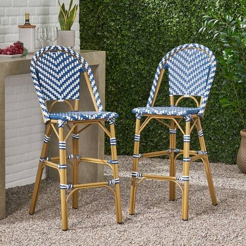 Kinner Outdoor French Barstools (Set of 2) by Christopher Knight Home - 18.00" L x 23.75" W x 46.00" H
