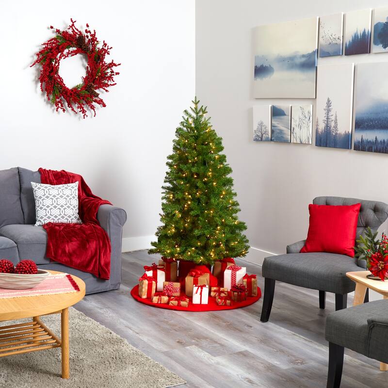 5ft. Spruce Artificial Christmas Tree with 200 Warm White Lights and 461 Bendable Branches - Perfect Small-Space Tree