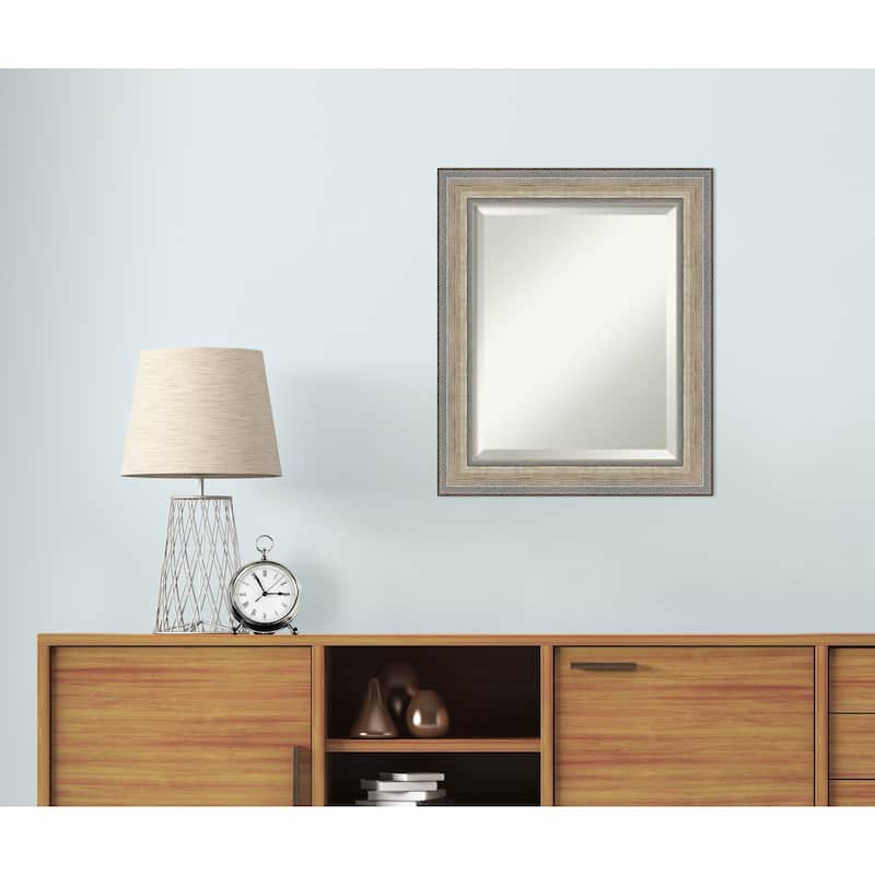 Fleur Silver Beveled Wood Framed Wall Mirror - Fleur Champagne Silver
