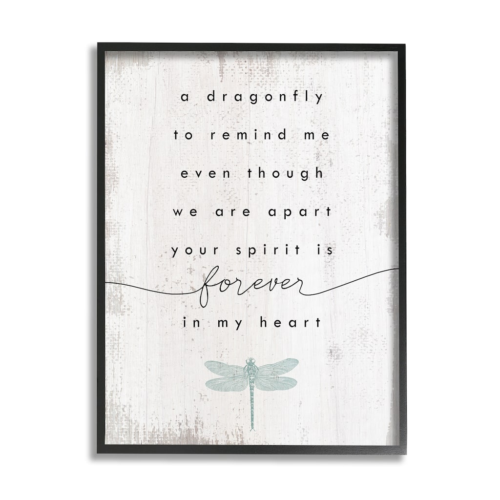 Stupell Dragonfly to Remind Me Grieving Inspirational Insect Phrase Framed Wall Art, Design by Daphne Polselli - Black