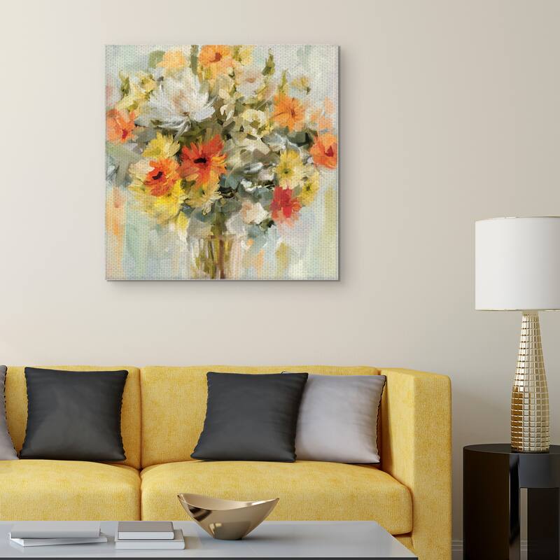 Mason Jar Flowers by Studio Arts Canvas Art Print