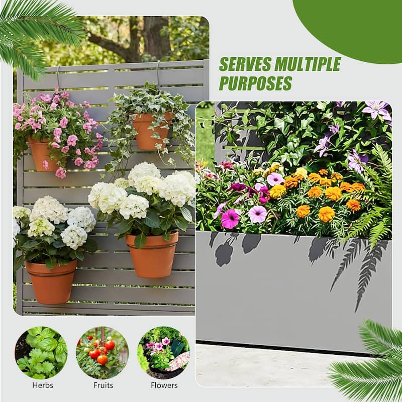 Metal Planter Box with Trellis Privacy Screen Planter Box Set of 2