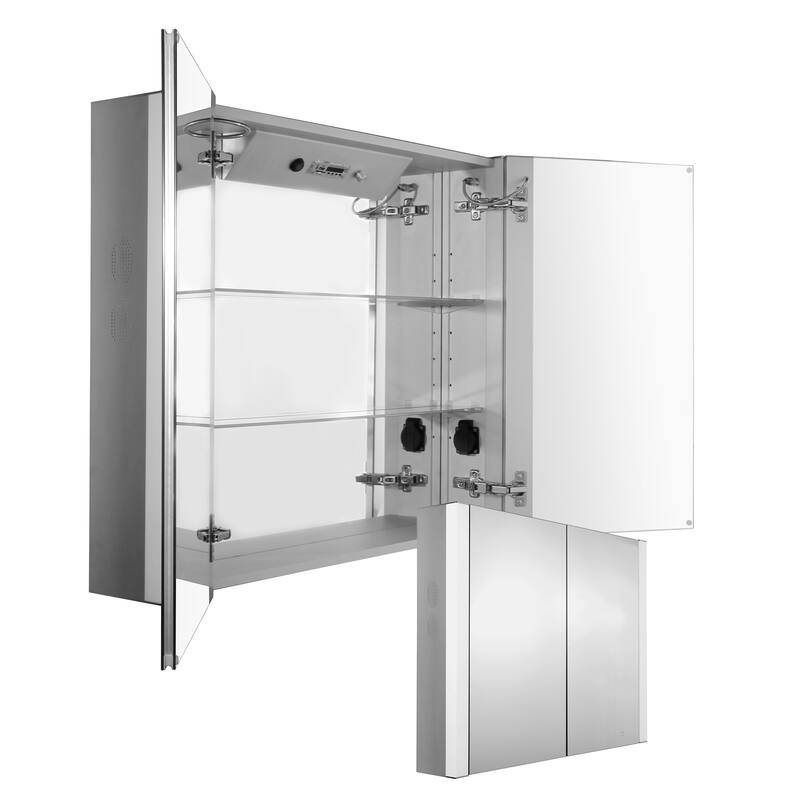 Whitehaus WHFEL7089-S Musichaus 35" x 27-1/2" Lighted Framed Double - Aluminum - Metal Finish
