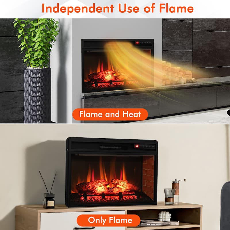 Gymax 1400W 26 Inch Electric Fireplace Insert 4777 BTU Recessed
