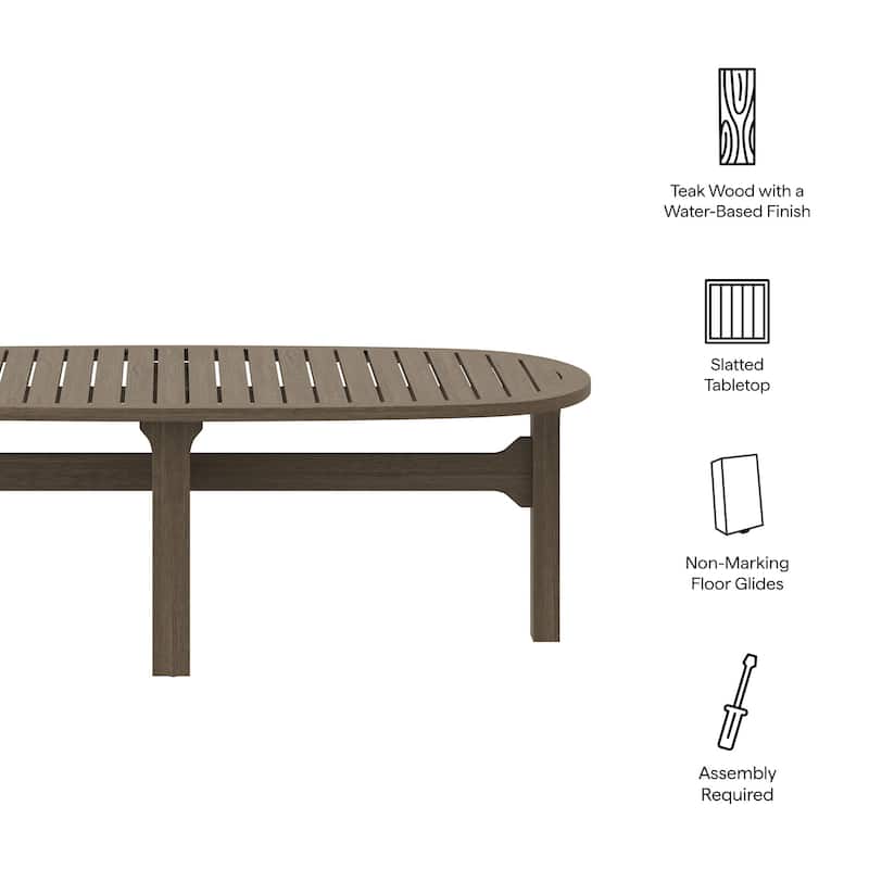Saratoga Oval Outdoor Patio Teak Wood Coffee Table
