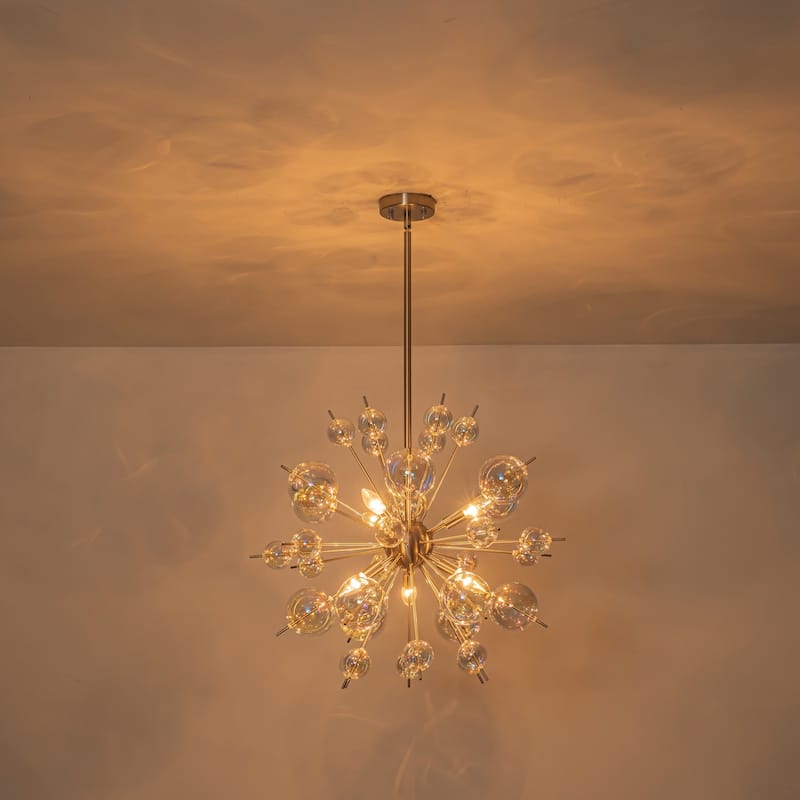 6-Light Sputnik Style Metal & Glass Chandelier with Colorful Glass Balls for Living Room - 6 Light