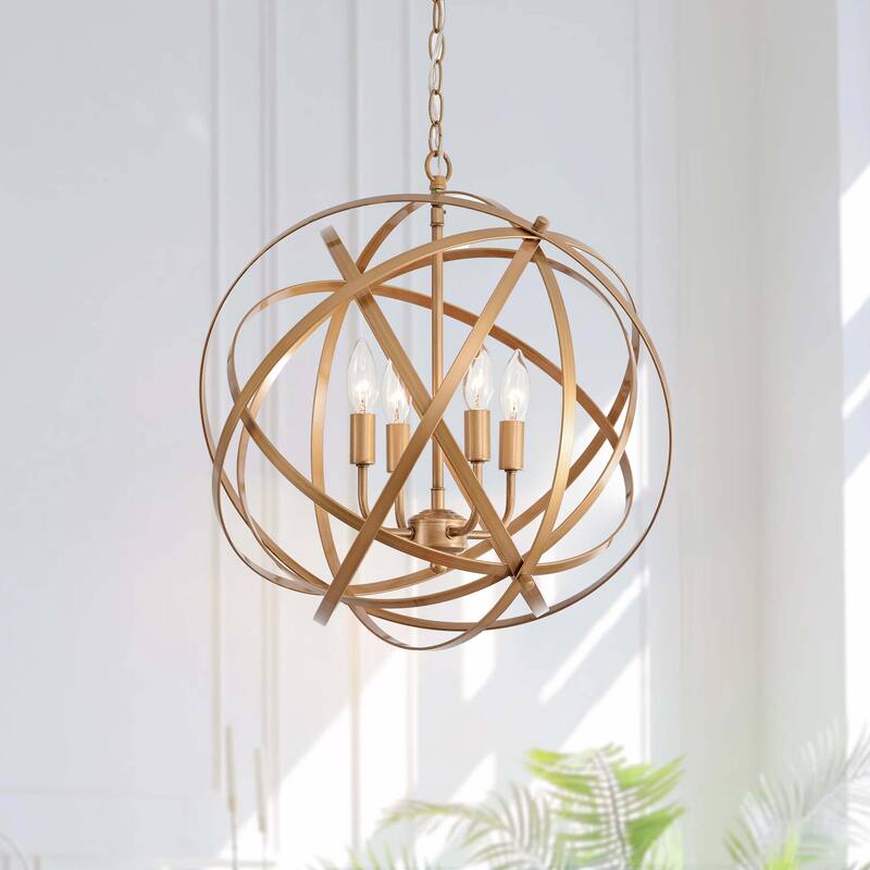 Benita Metal Large Orb 4-light Chandelier - Brushed Brass
