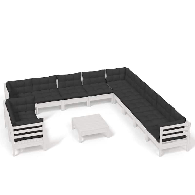 vidaXL Solid Pinewood Patio Lounge Set 12 Piece with Cushions Multi Colors - 25" x 25" x 24.6"